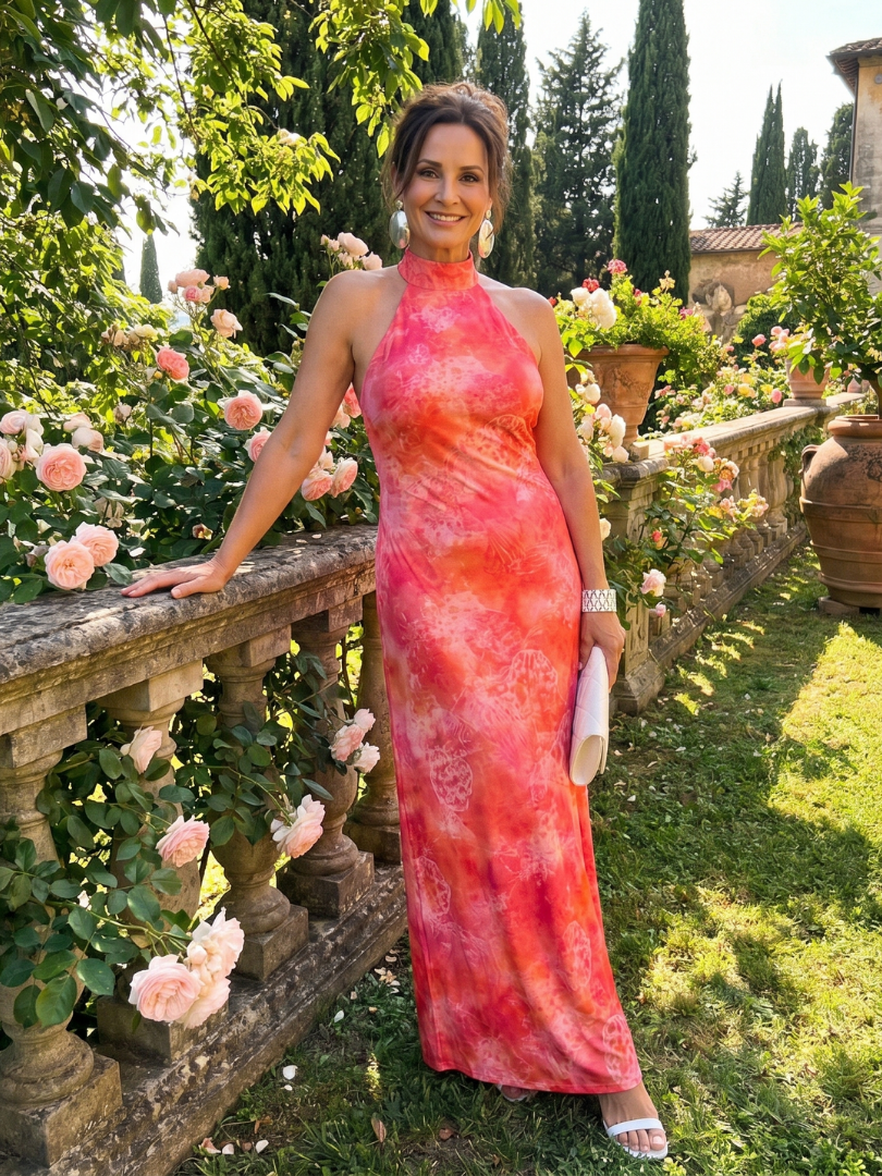 Coraline | Maxi-jurk met halternek en print
