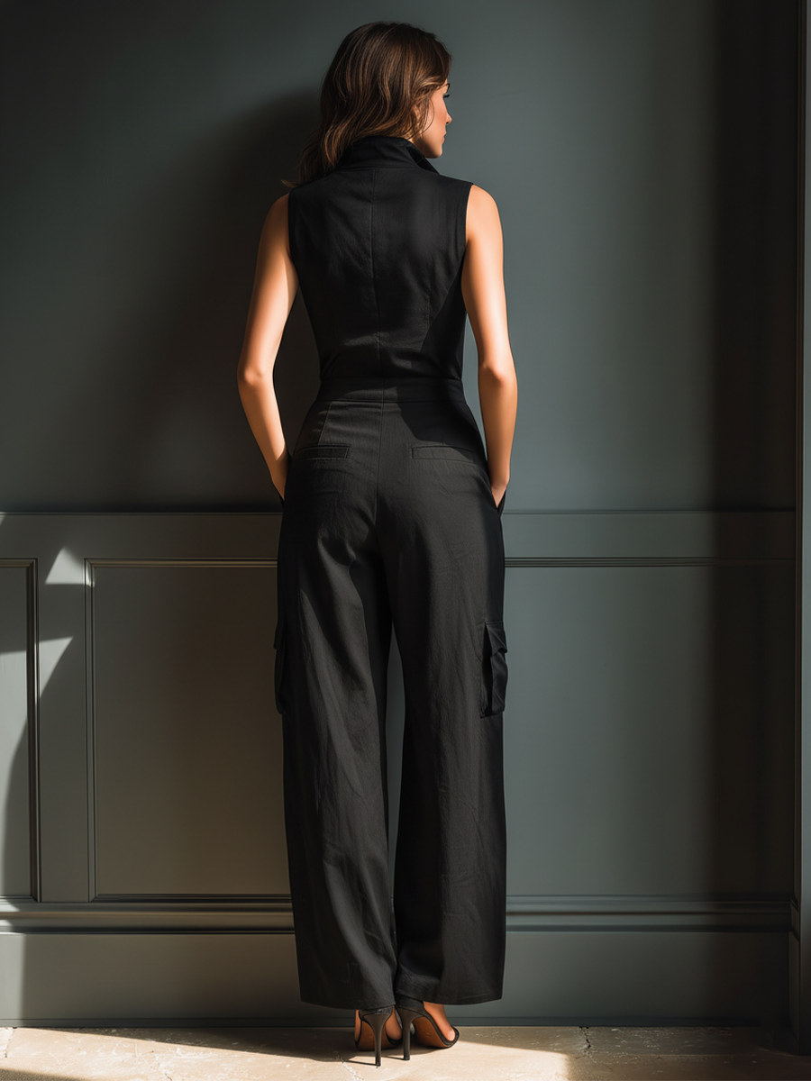 Juliette | Mouwloze jumpsuit met cargozakken