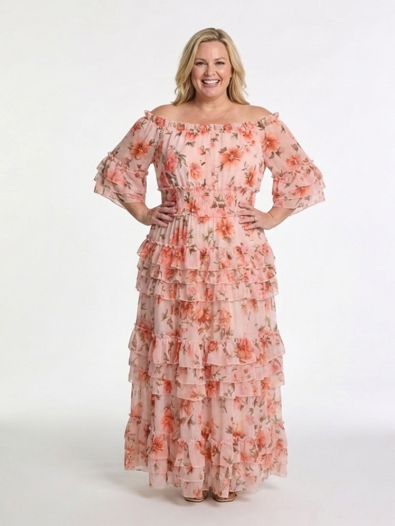 Rosalie | Off-shoulder maxi-jurk met ruches