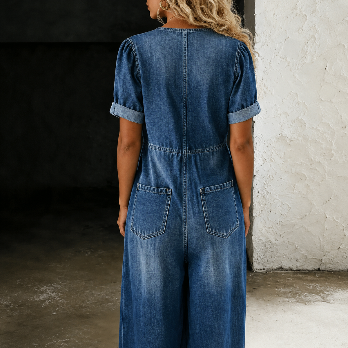 Maya | Denim Overall met Brede Pijpen