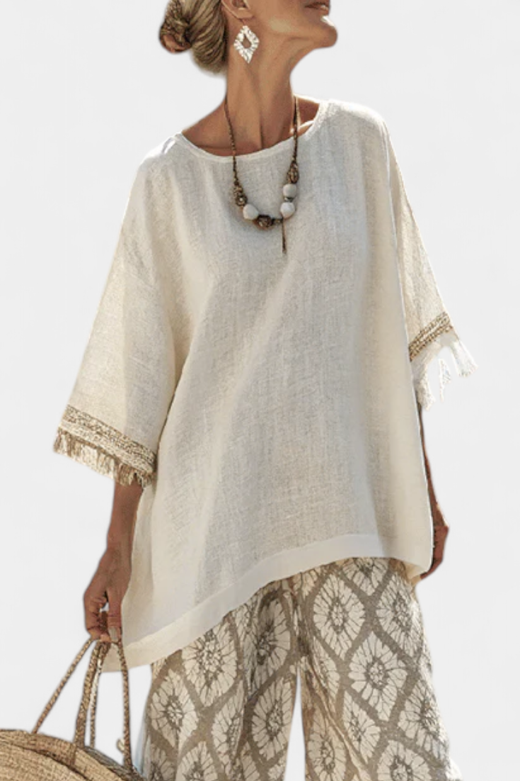 Alverra | Set met verfijnde top & casual broek