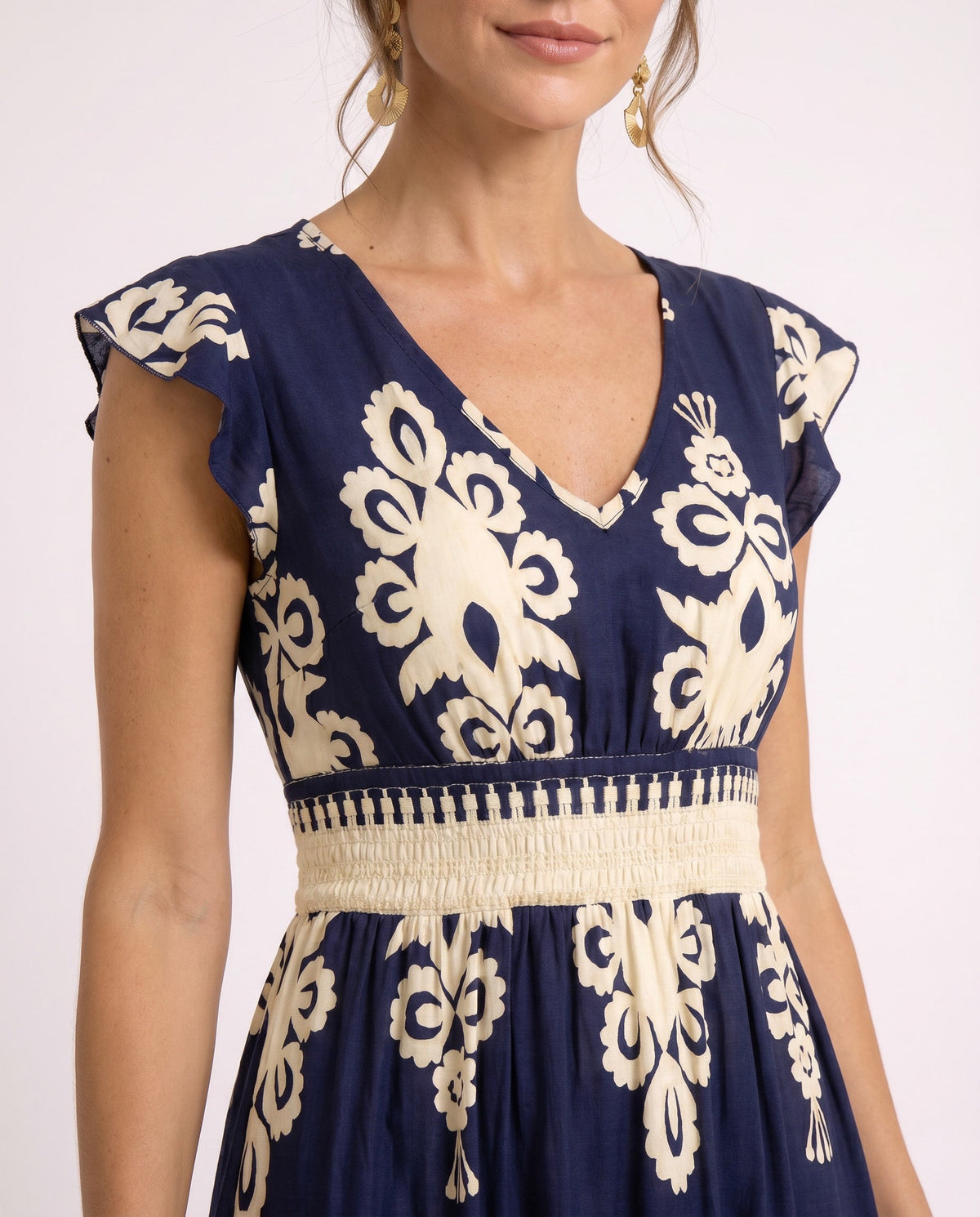 Maxi-jurk met bloemenprint en V-hals
