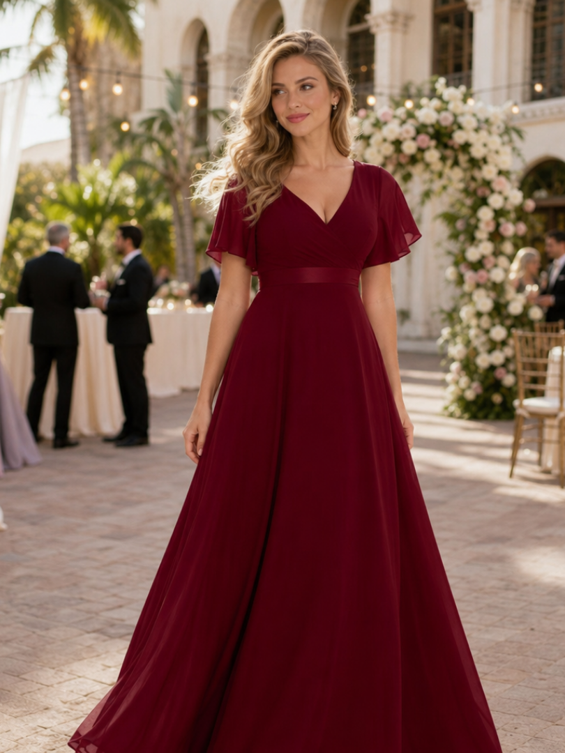 Mige | Maxi-jurk met flutter mouwen