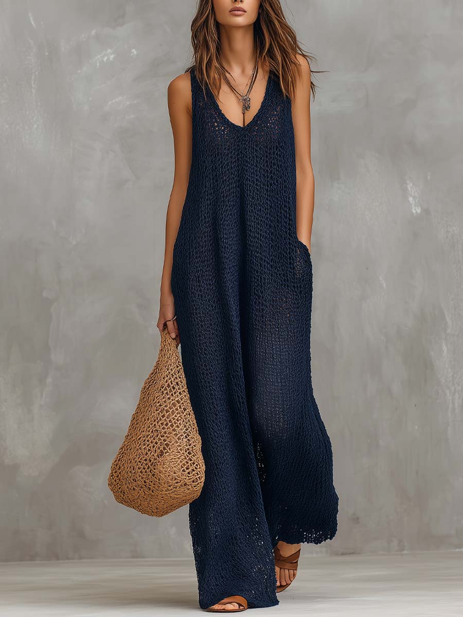 Bohemian Vakantie Gebreide Jumpsuit