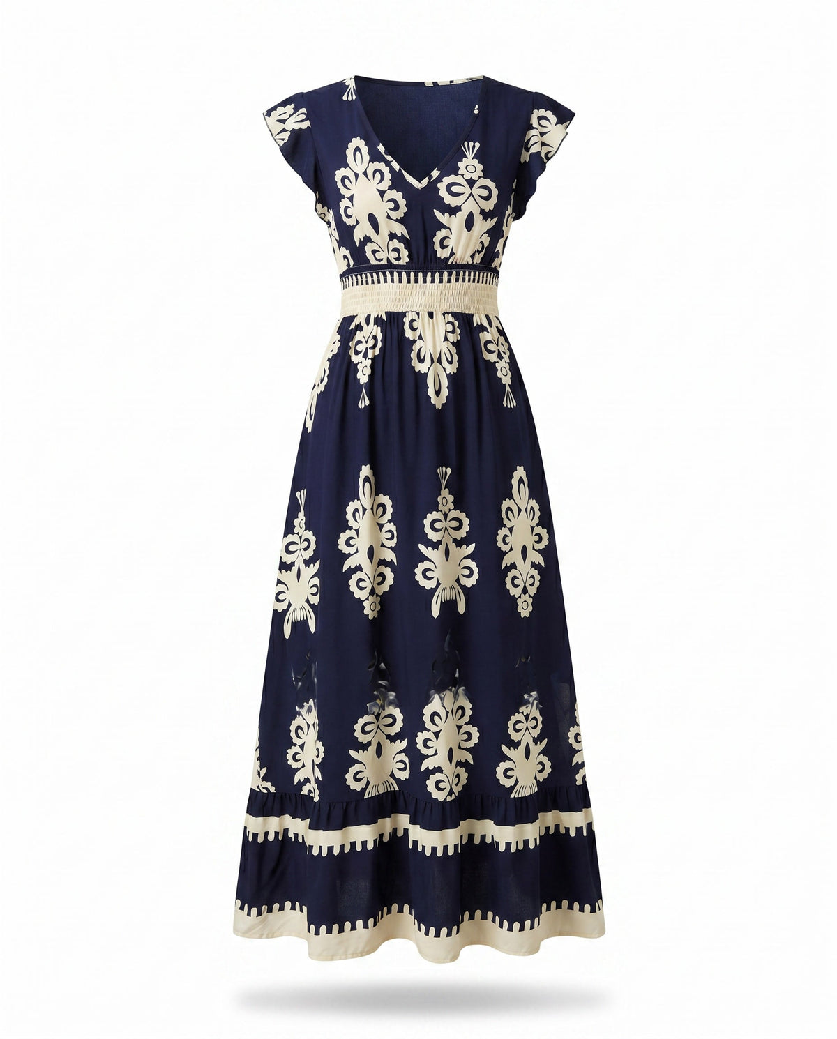 Maxi-jurk met bloemenprint en V-hals