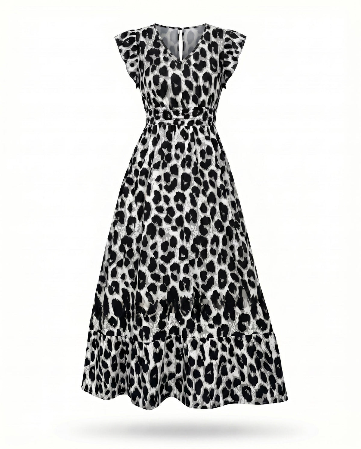 Maxi-jurk met bloemenprint en V-hals