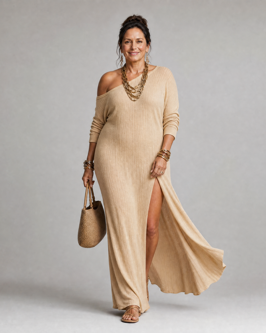 Asterelle | One-shoulder midi-jurk met split