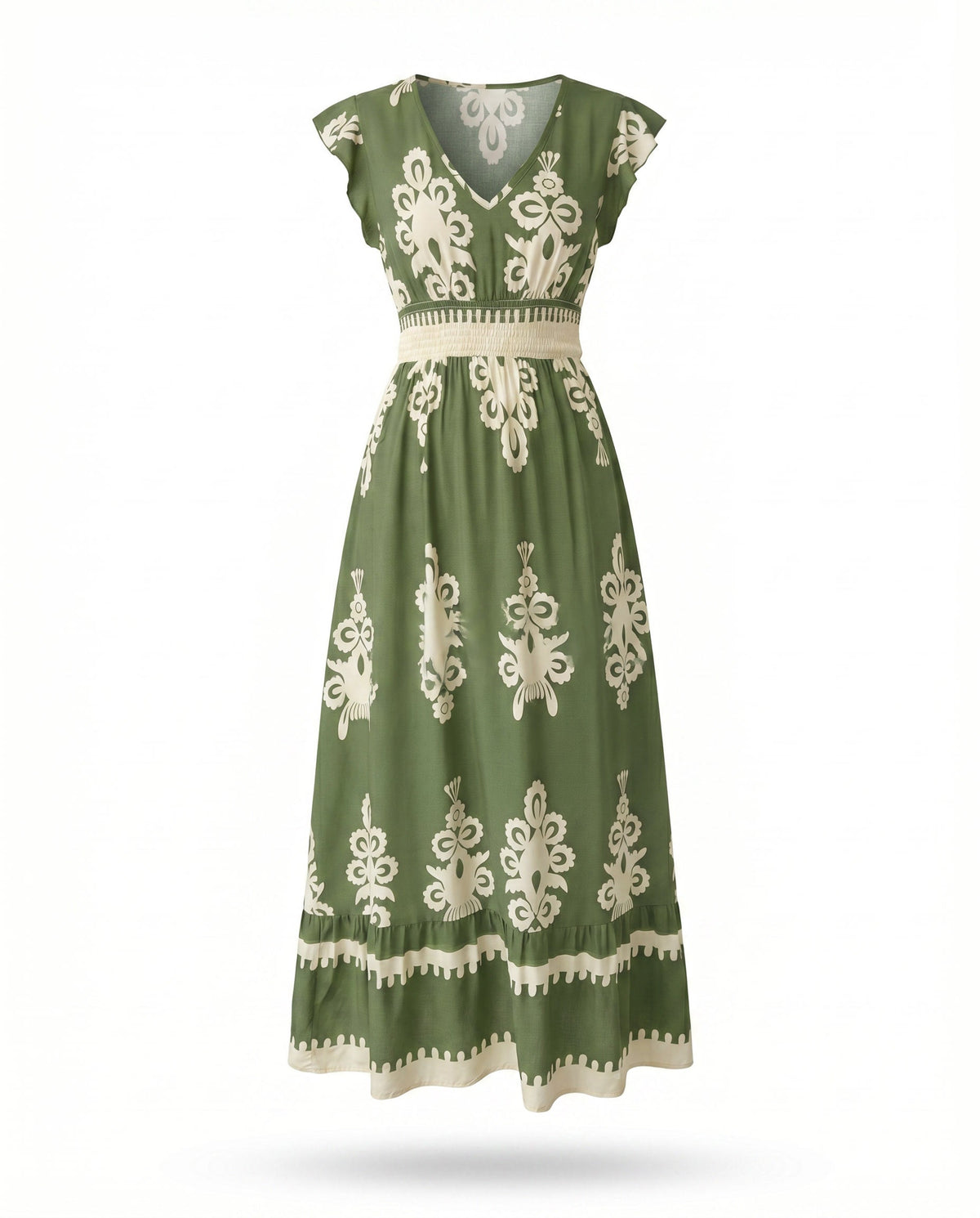Maxi-jurk met bloemenprint en V-hals