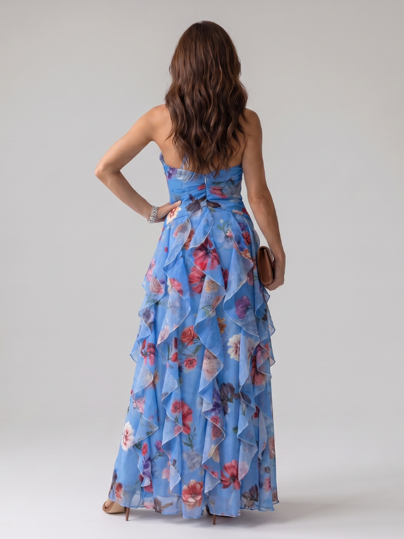 Nori | Maxi-jurk met halternek en bloemenprint