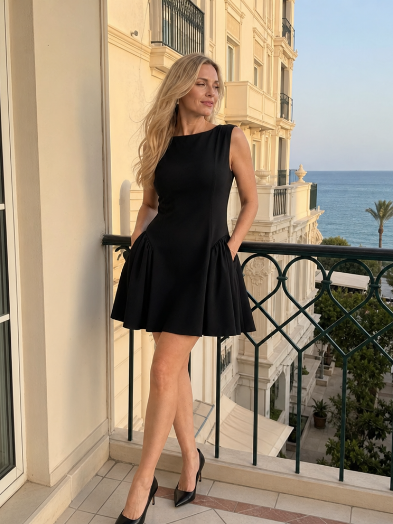 Felicity | Mouwloze mini-jurk met uitlopende rok