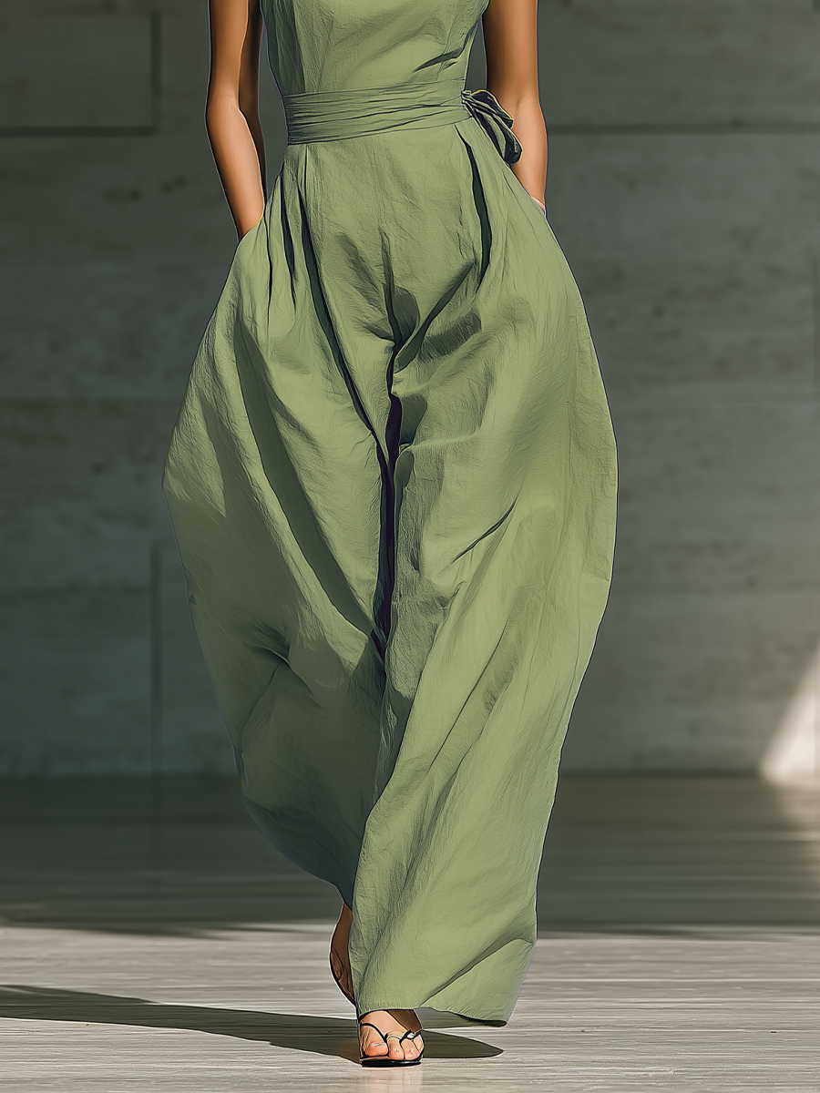 Léa | Jumpsuit met één schouder en brede pijpen
