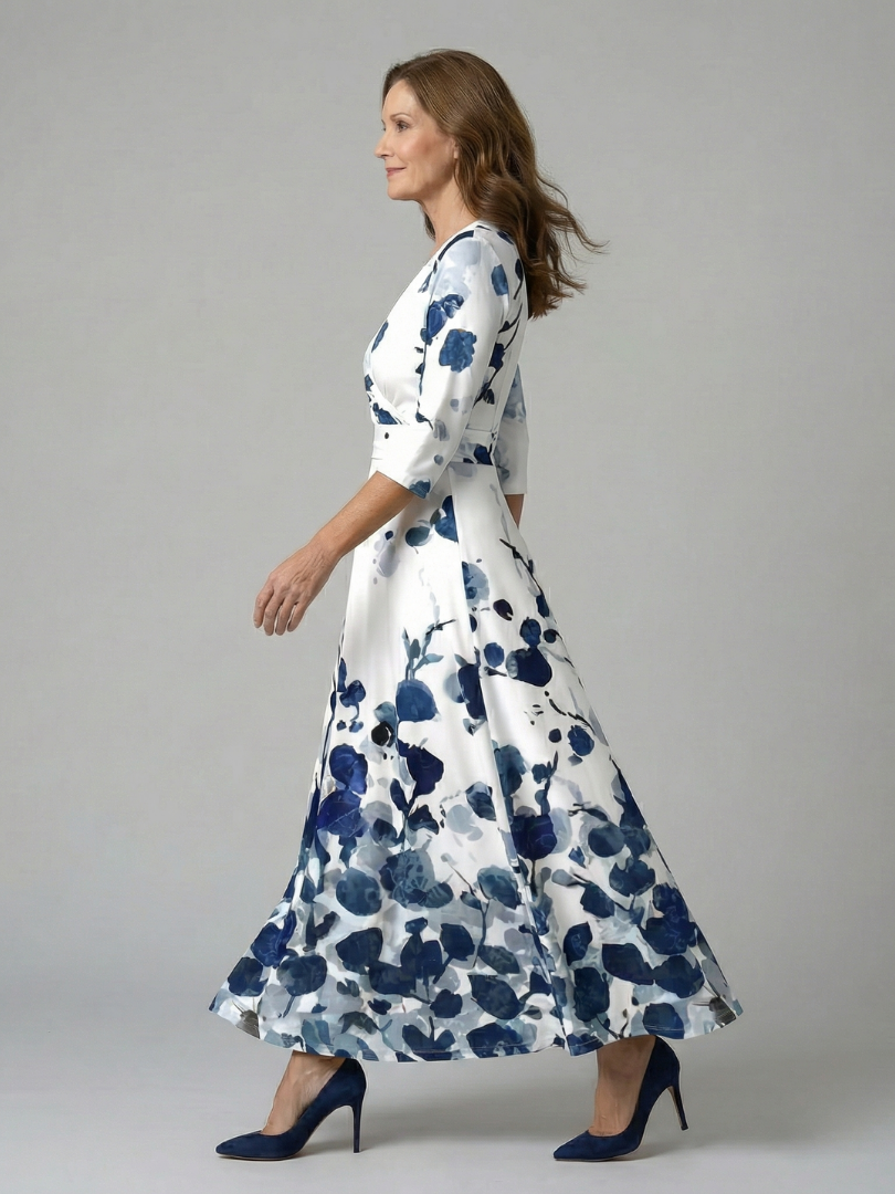 Celine | Midi-jurk met gekruiste wikkelhals