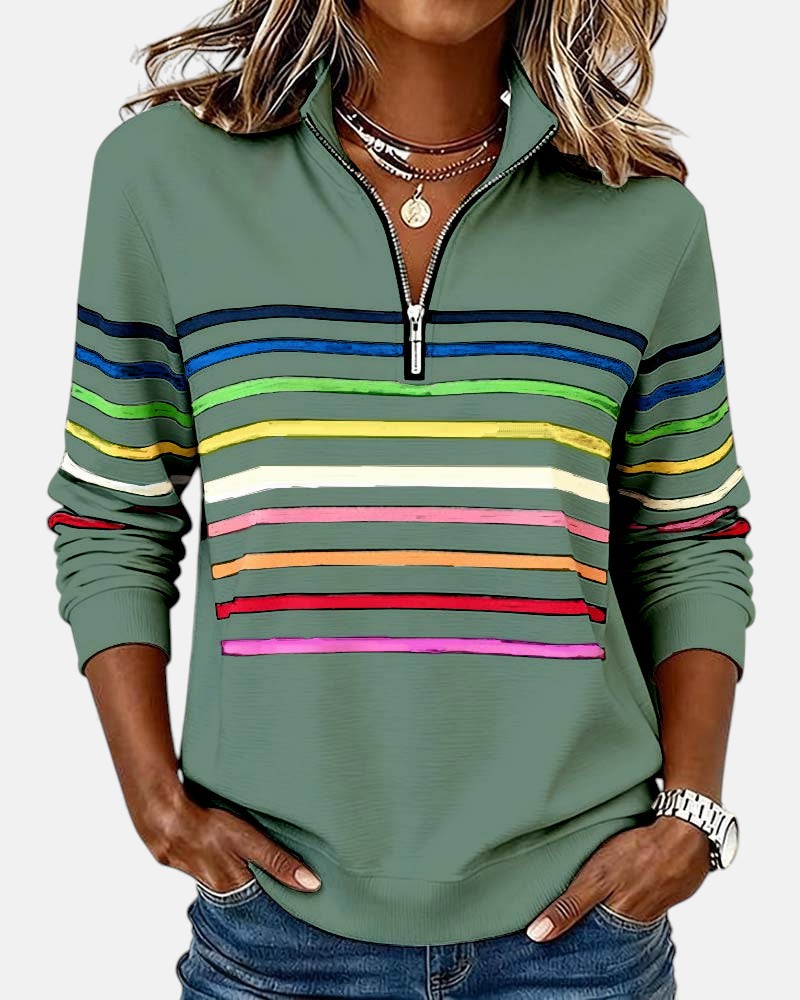 Wenen | Regenboog Gestreepte Zip Sweatshirt