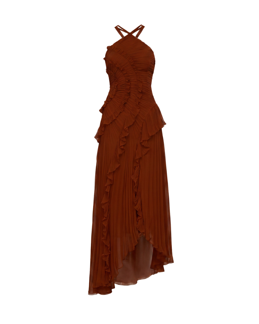 Pleat Night | Maxi-jurk met halternek en open rug