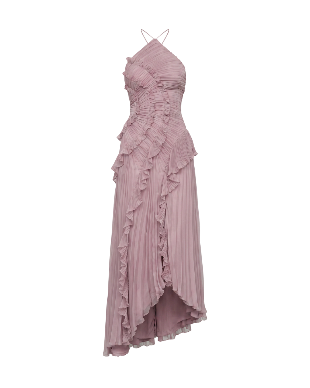 Pleat Night | Maxi-jurk met halternek en open rug