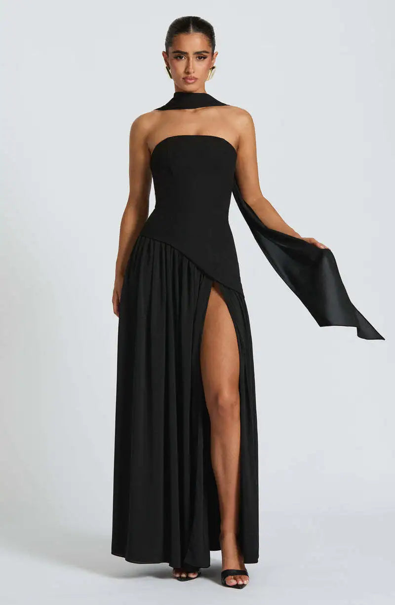Cross Back | Bodycon maxi-jurk met open rug en split