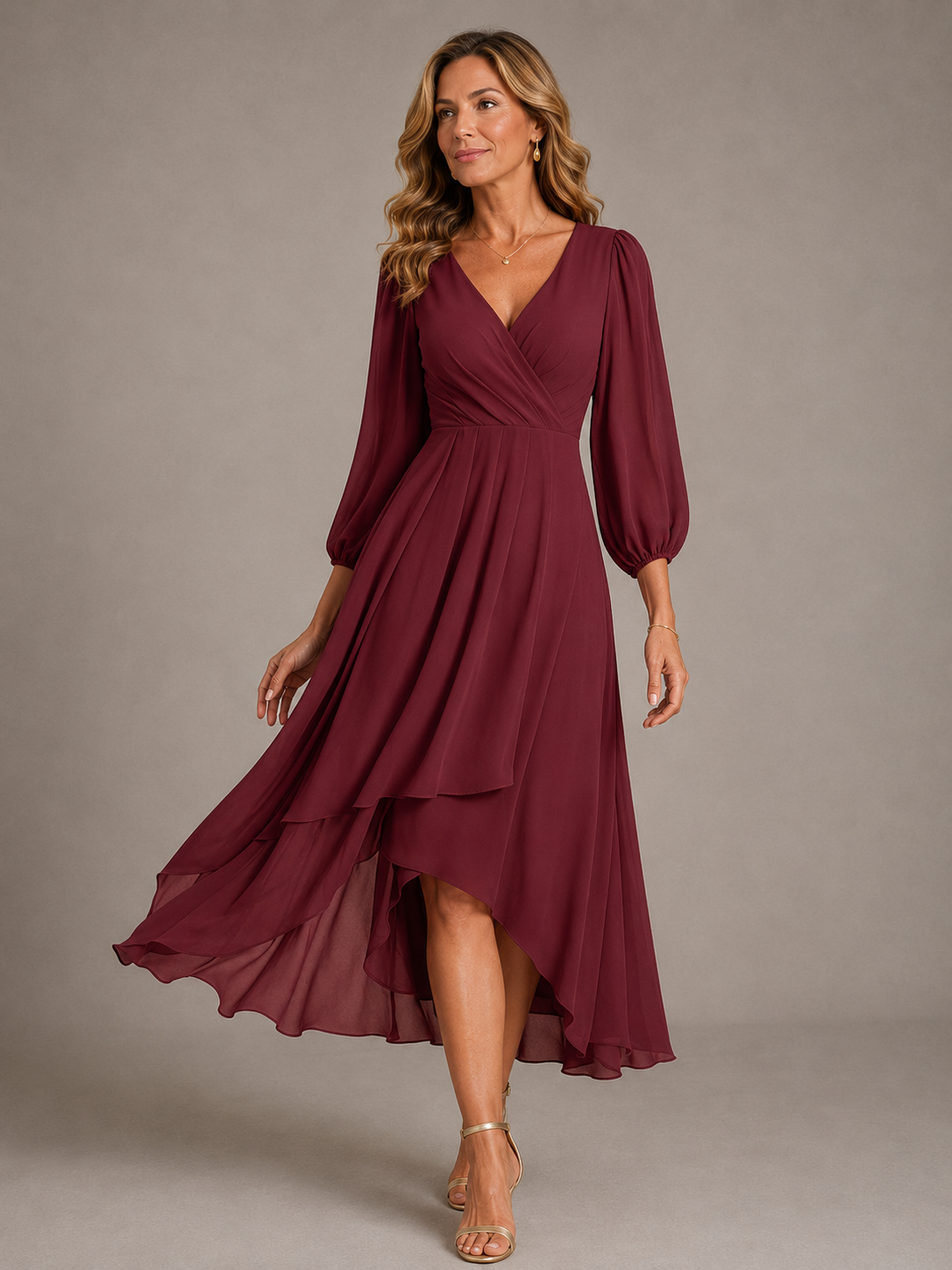 Mia | Elegante lange jurk met V-hals