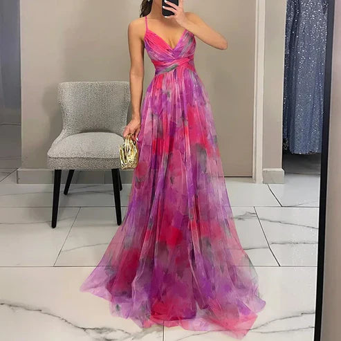Mouwloze maxi-jurk met V-hals