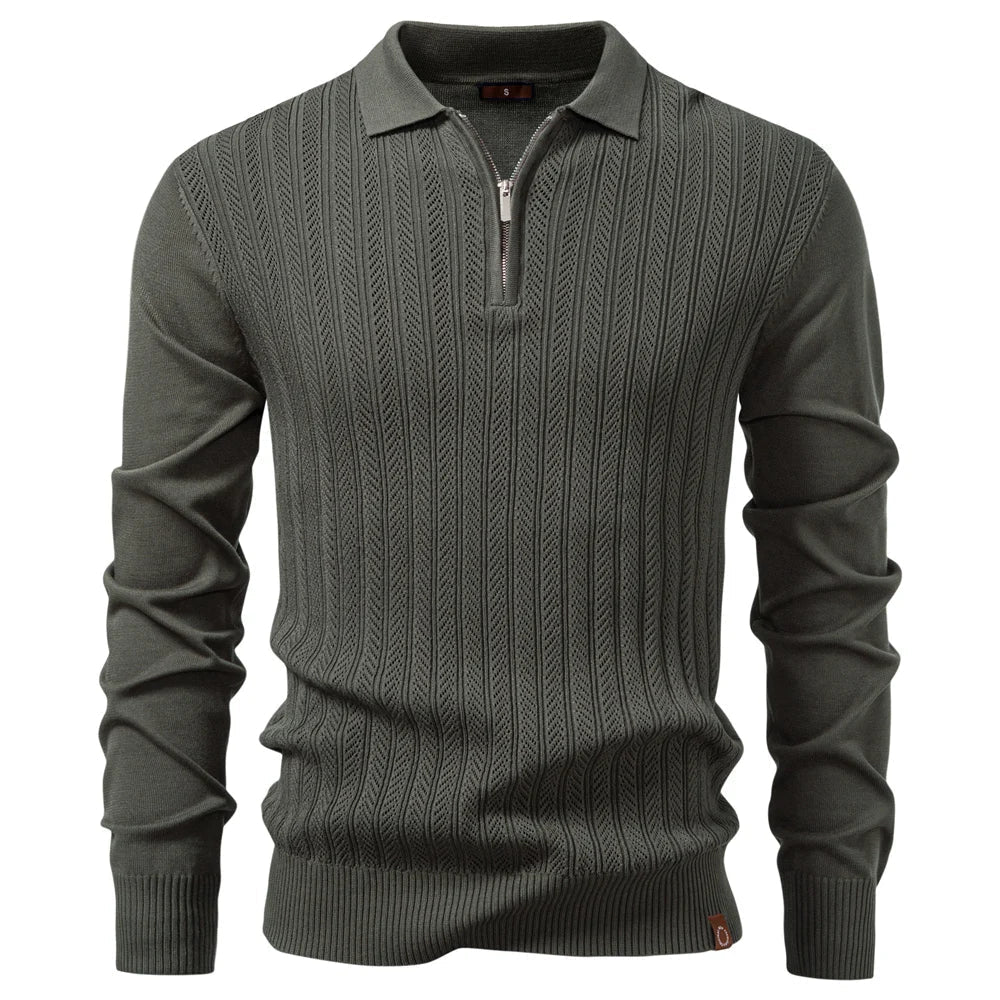 ARMAND | LUXE STRUCTUUR POLO MET RITS VOOR HEREN