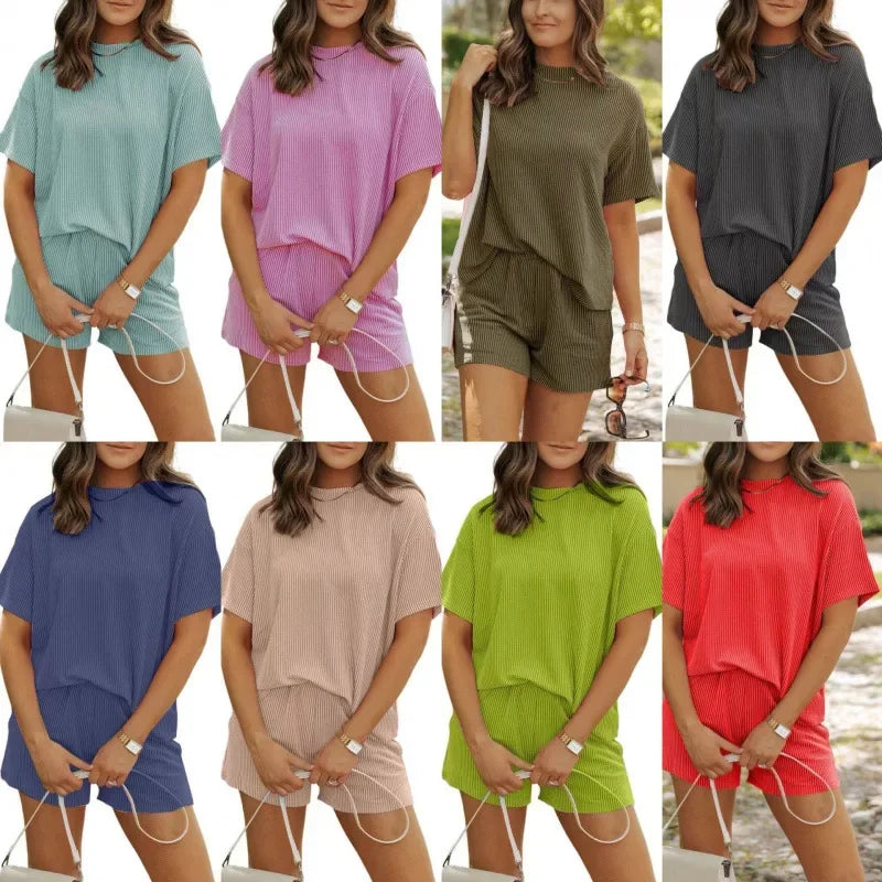 NOMI™- Set Estiva – Oversized T-shirt en shorts van ribstof – comfortabel en modieus