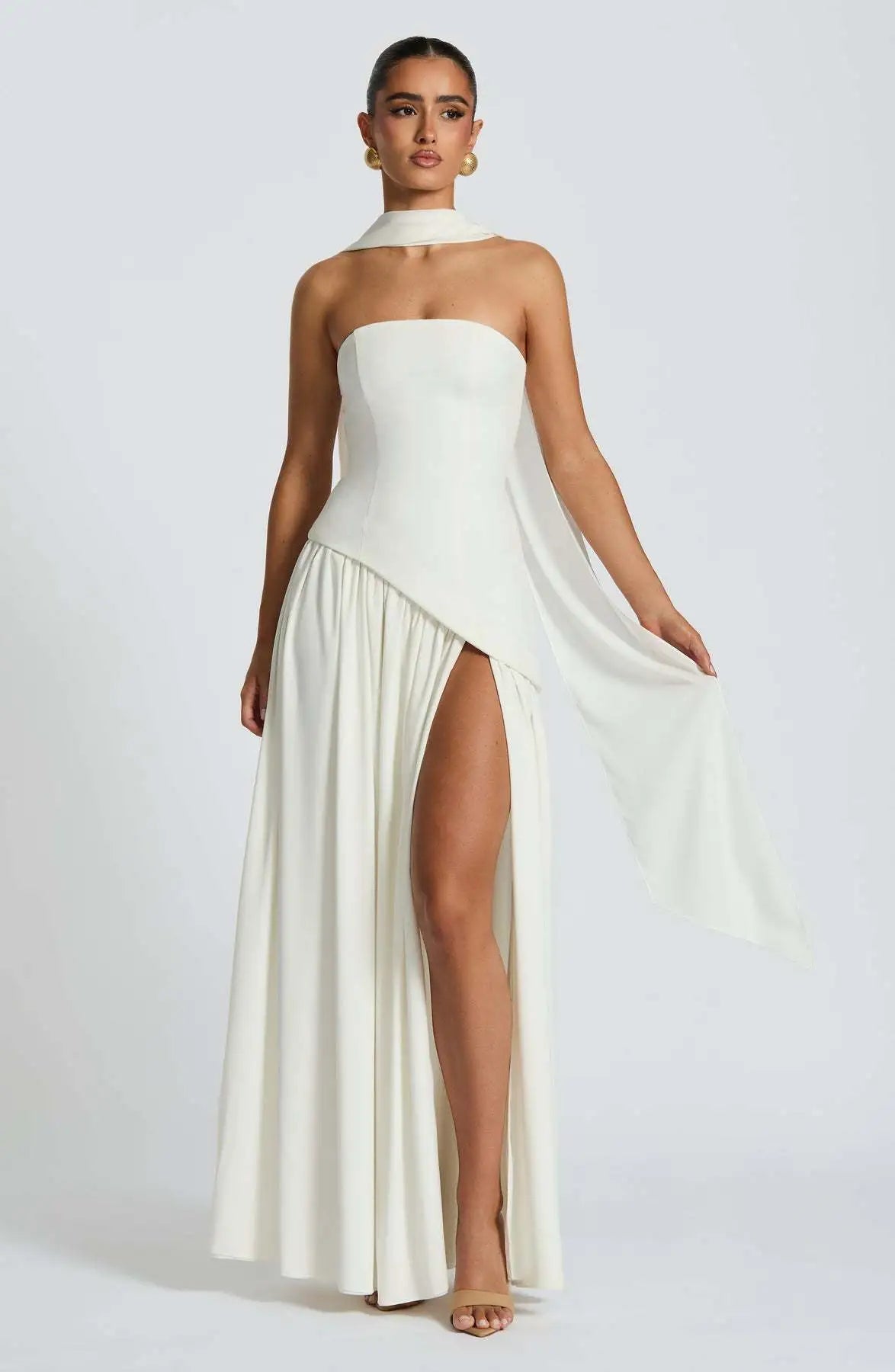 Cross Back | Bodycon maxi-jurk met open rug en split