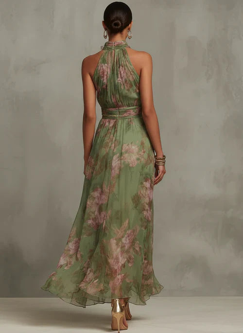 Groene jurk met bloemenprint