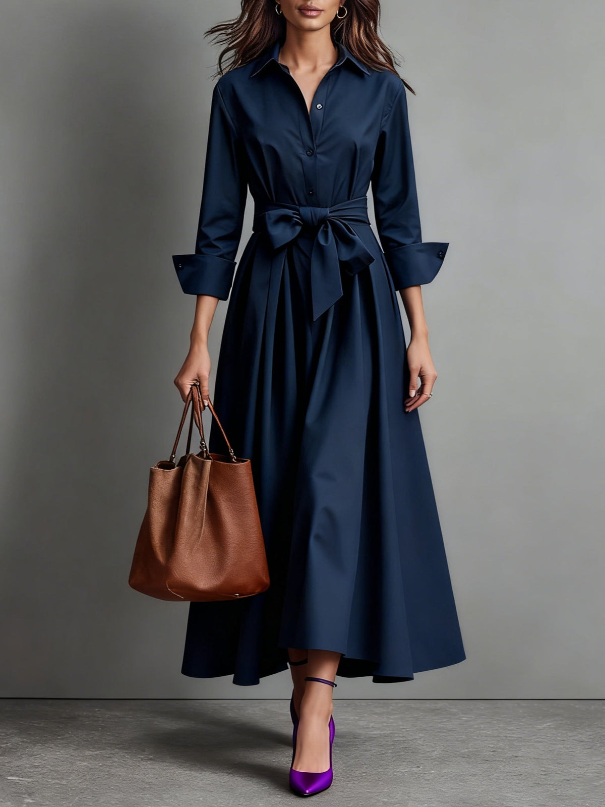 Marise™ | Elegante Maxi Jurk met Strikdetail