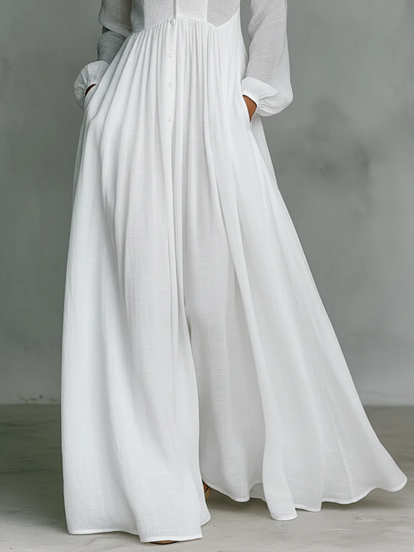 Léonie™ | Minimalistische Maxi Jurk met Opstaande Kraag