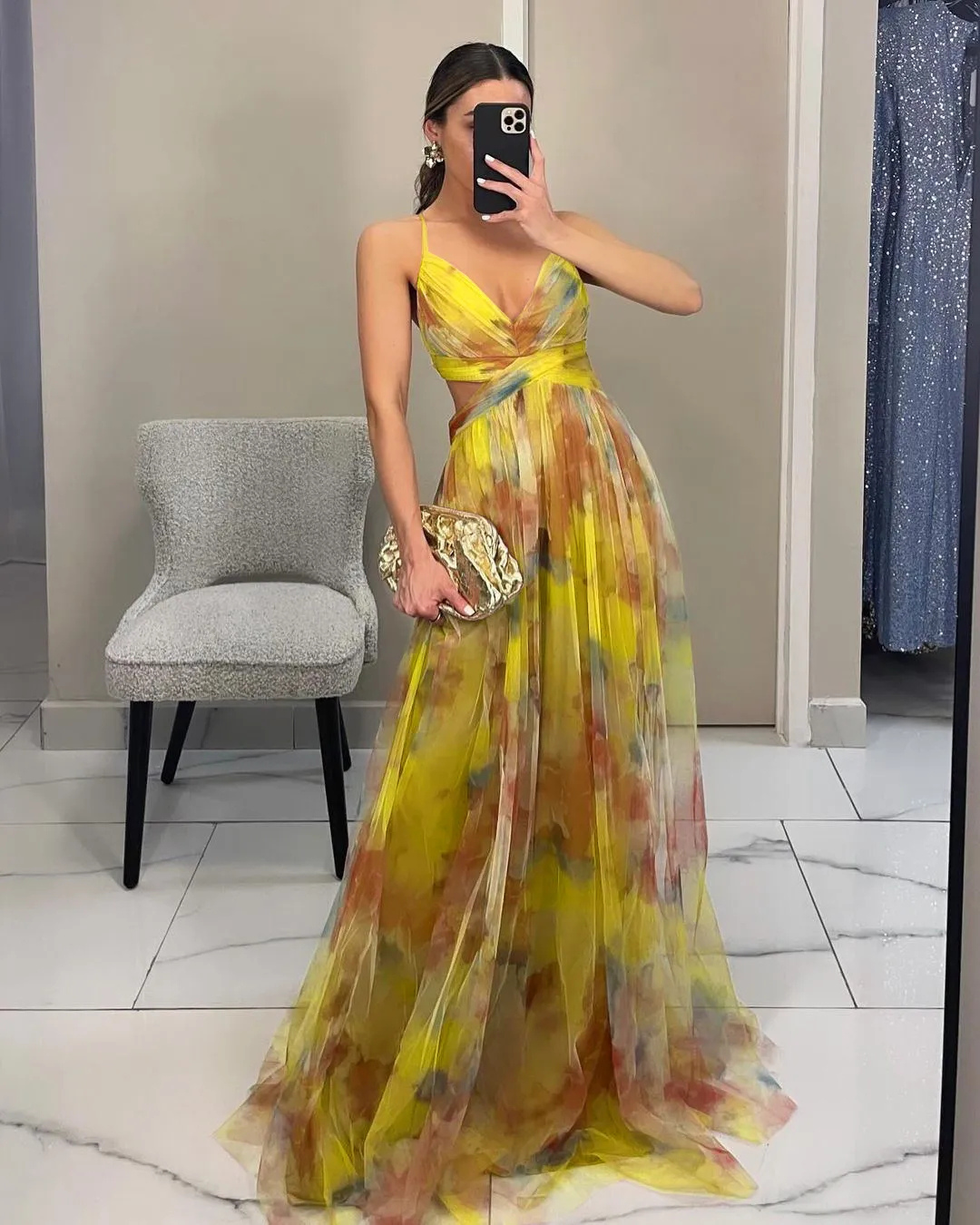 Mouwloze maxi-jurk met V-hals
