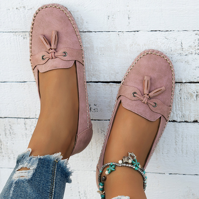 Ulyssa - Dames loafers met strikdetail en flexibele zool