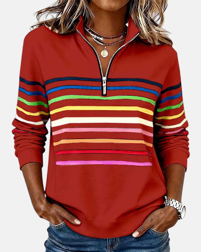 Wenen | Regenboog Gestreepte Zip Sweatshirt