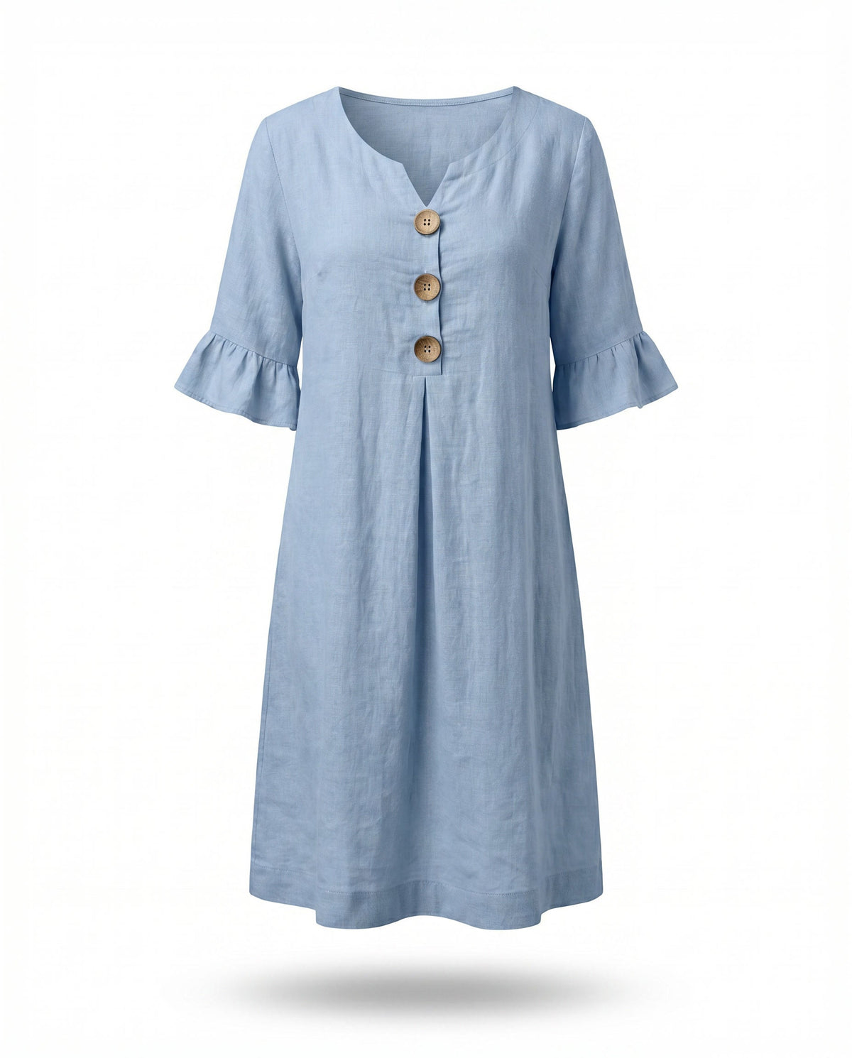 Midi-jurk met V-hals en knoopdetail