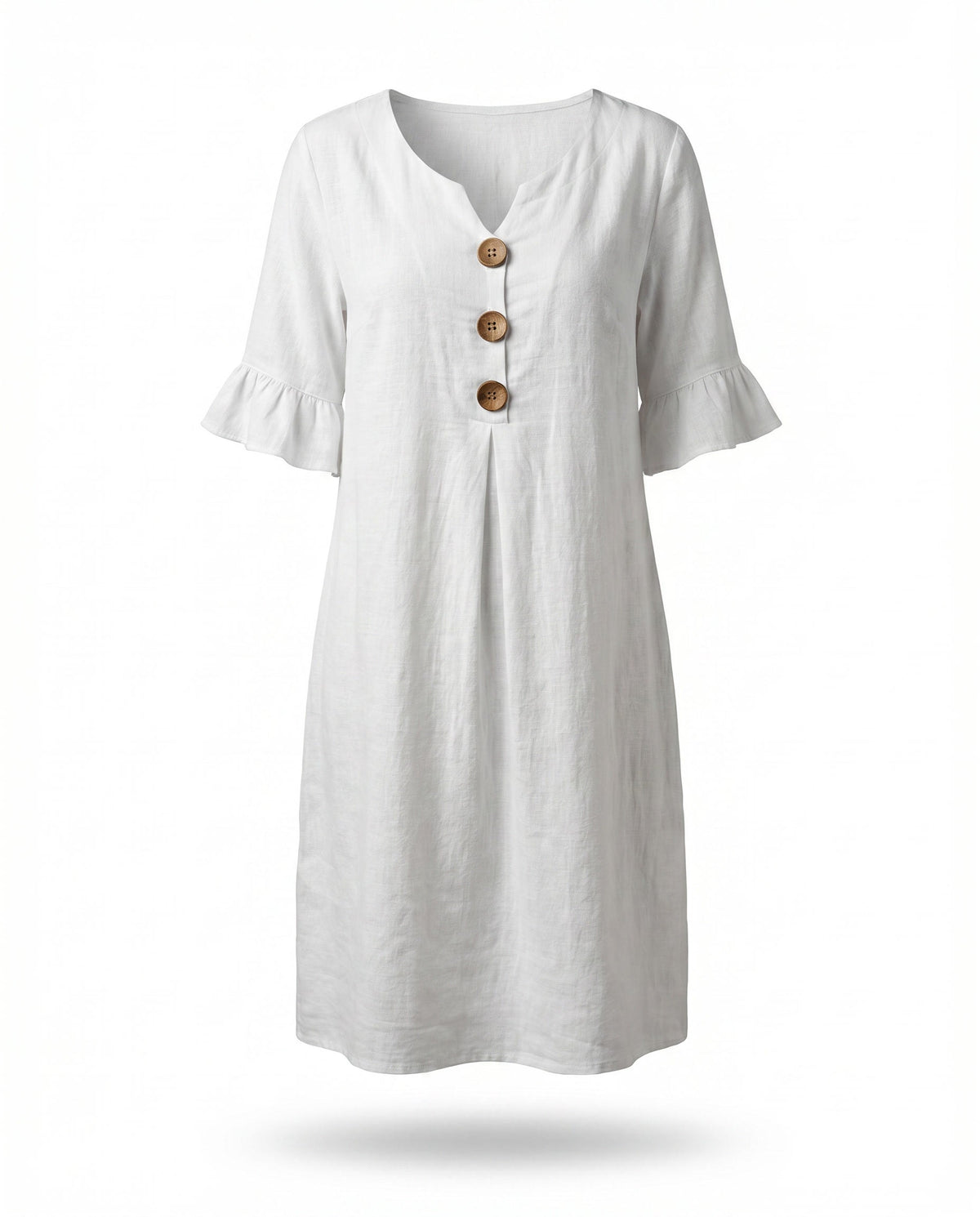 Midi-jurk met V-hals en knoopdetail