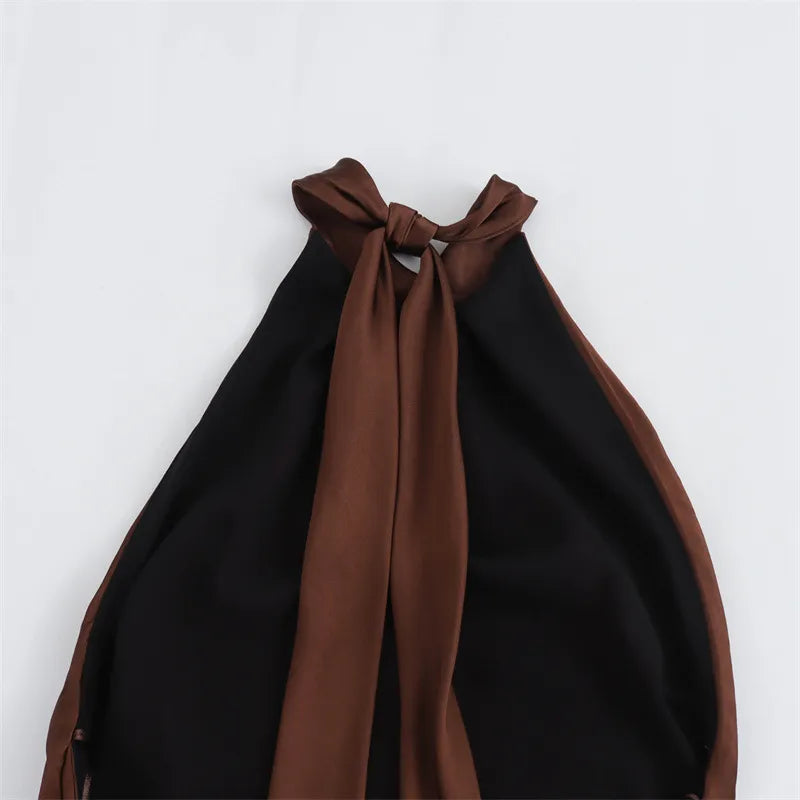 Halter midi-jurk met open rug