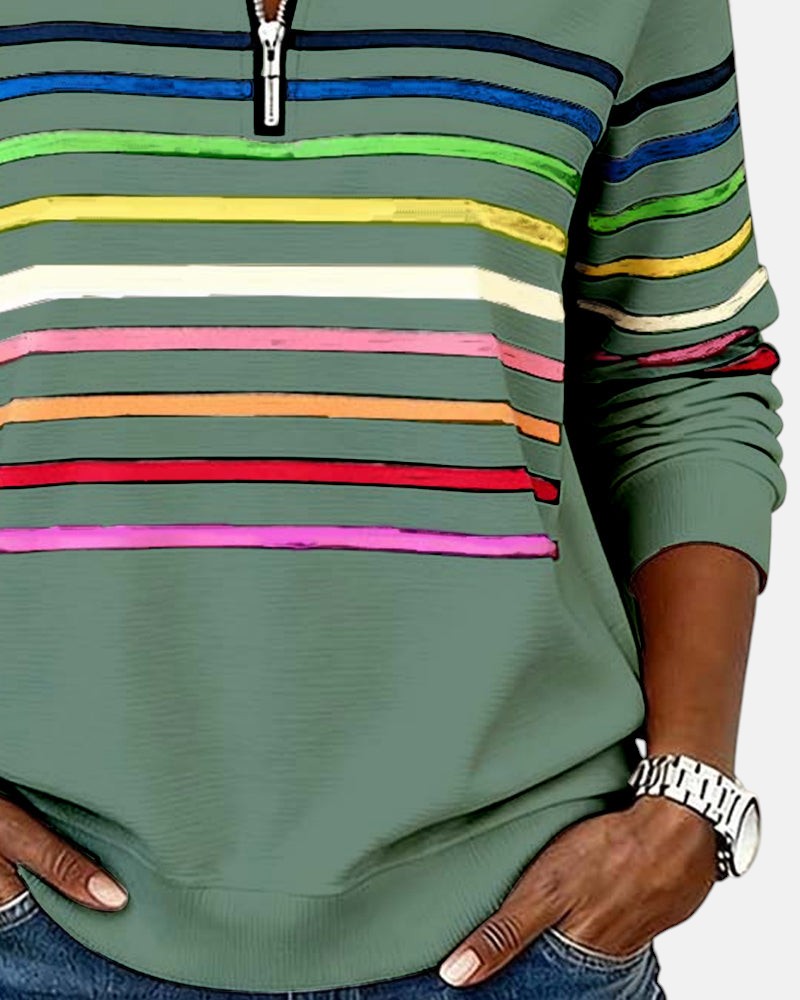 Wenen | Regenboog Gestreepte Zip Sweatshirt
