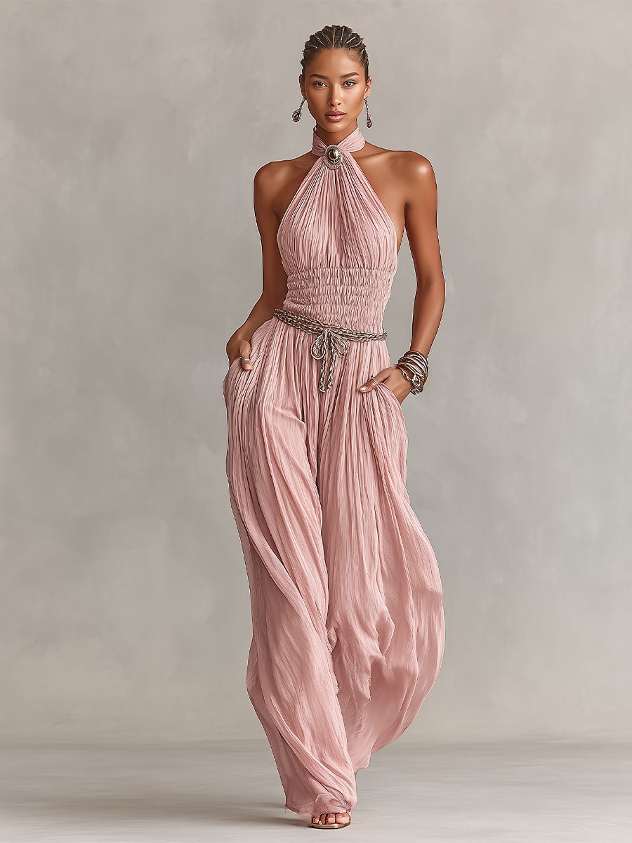 Margaux | Jumpsuit met halternek en gerimpelde taille