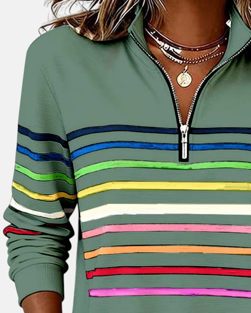 Wenen | Regenboog Gestreepte Zip Sweatshirt
