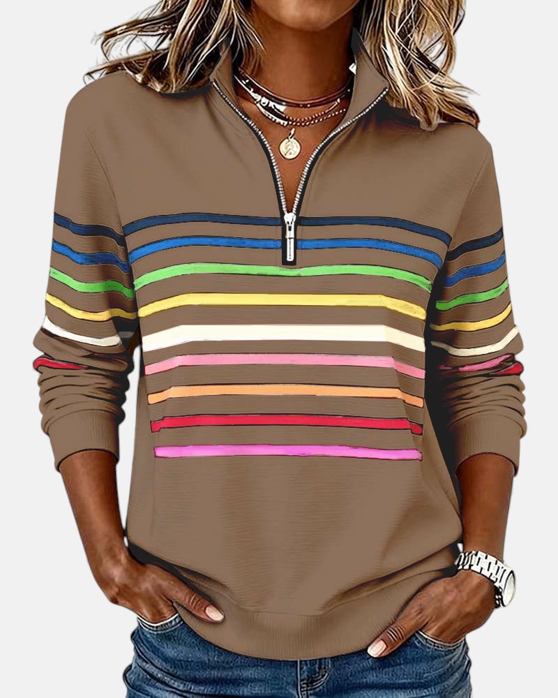 Wenen | Regenboog Gestreepte Zip Sweatshirt
