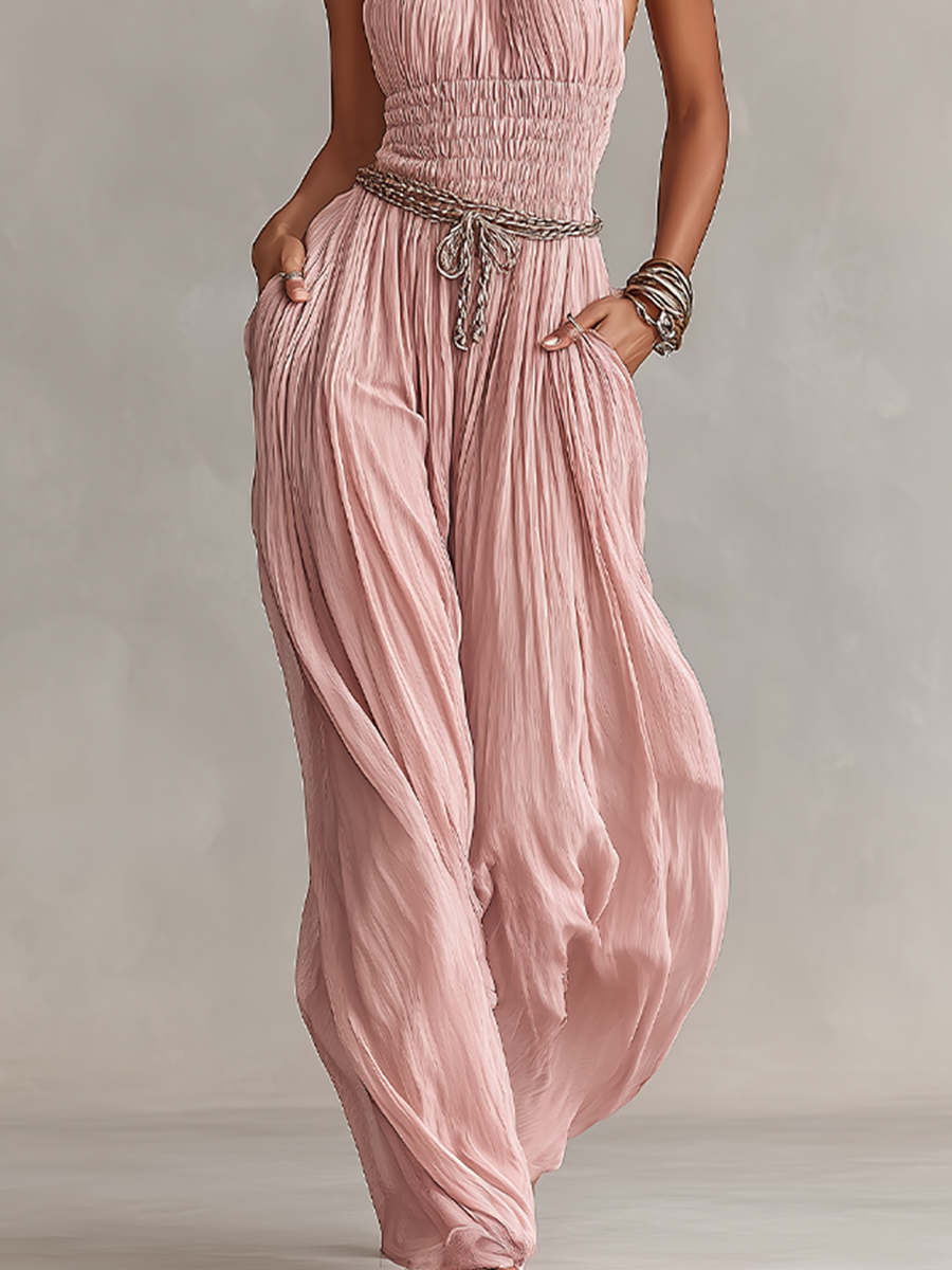 Margaux | Jumpsuit met halternek en gerimpelde taille