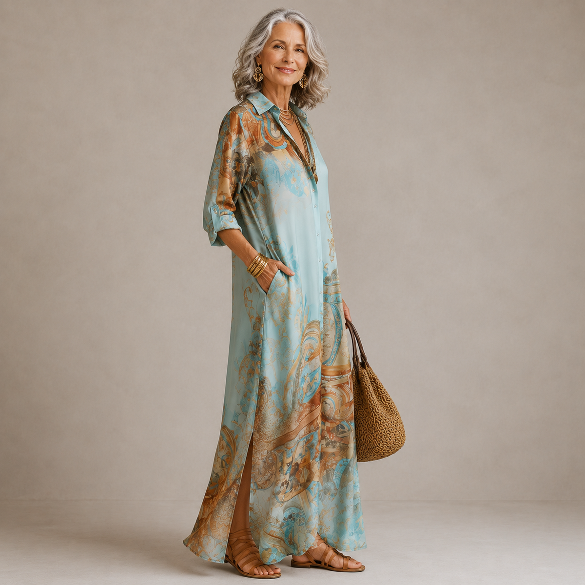 Evalexy | Luxe maxi-jurk met print