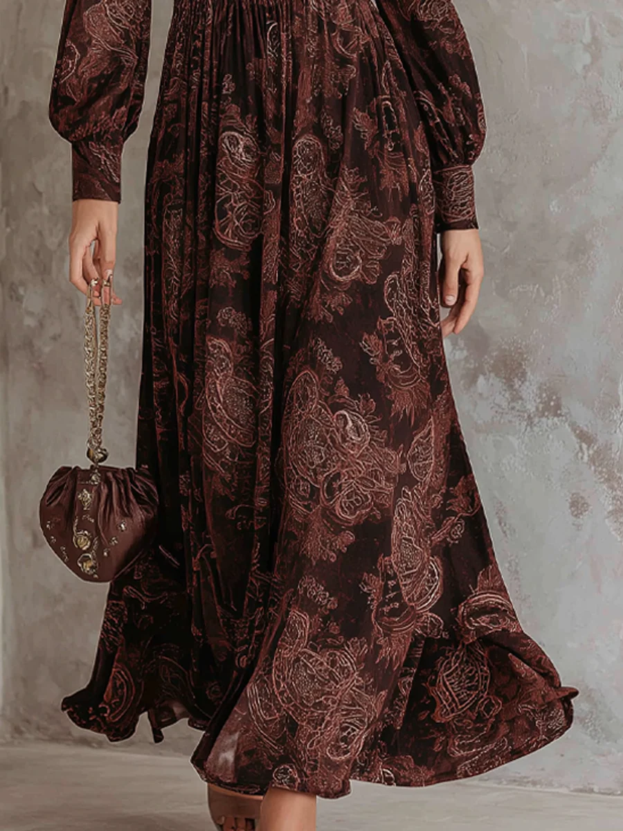 Ariane™ | Paisley Maxi Jurk met Tailleaccent