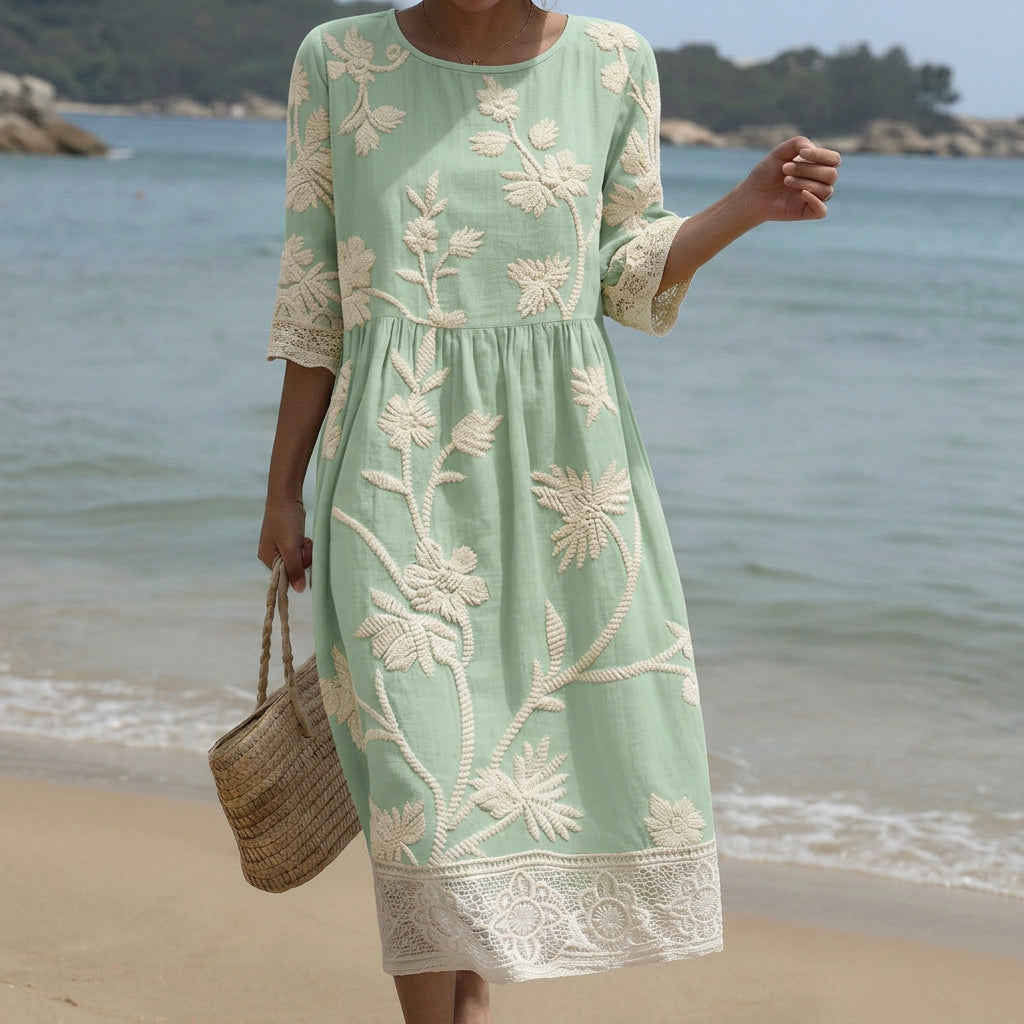 Gabi - Midi-jurk met Planten- en Bloemenprint