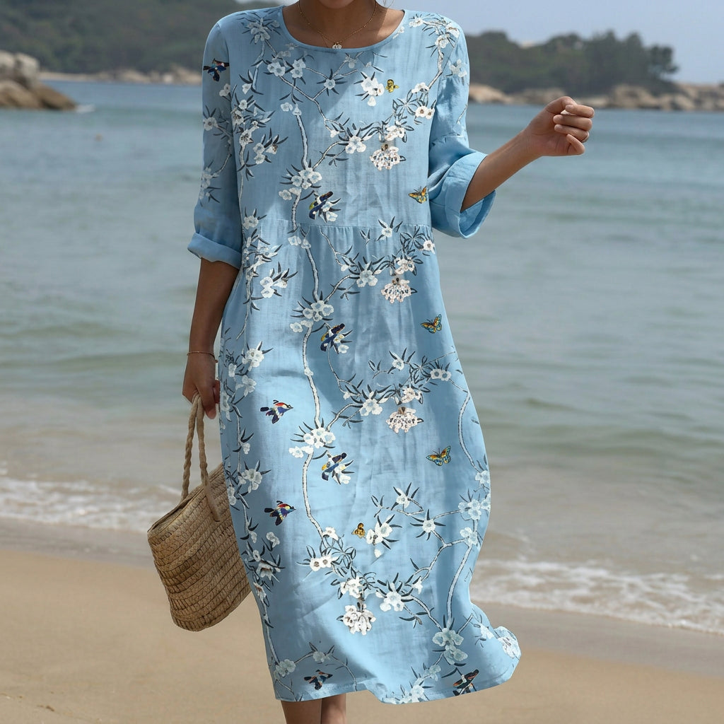 Beatriz - Maxi Jurk met Ronde Hals en Print