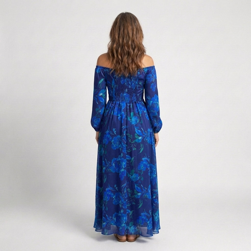 Aspen | Off-shoulder maxi-jurk met bloemen