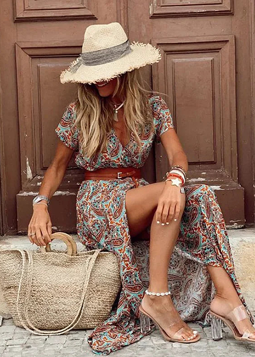 Boho Tide | Boho maxi-jurk met ceintuur