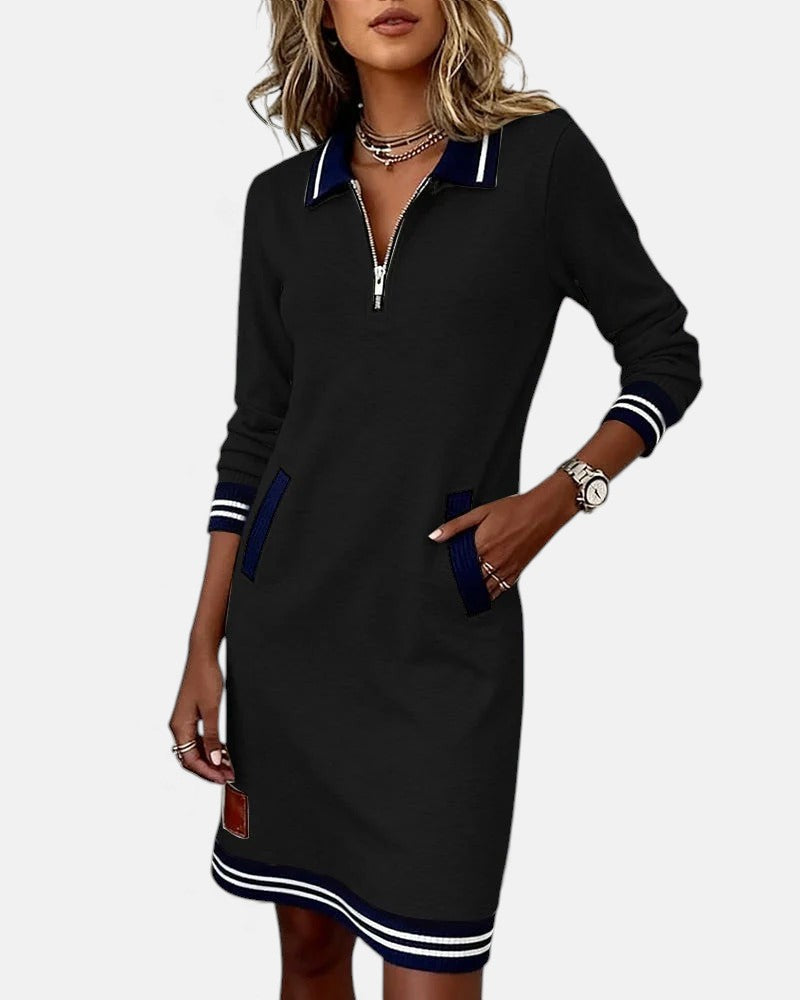 Jeanne | Chic Lange Mouwen Jurk in Katoen