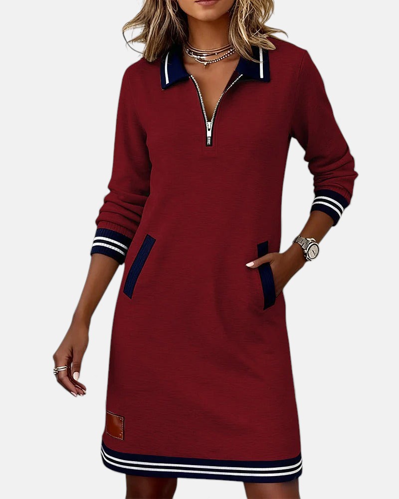 Jeanne | Chic Lange Mouwen Jurk in Katoen