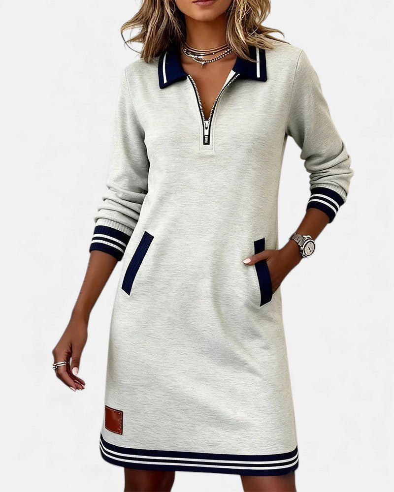Jeanne | Chic Lange Mouwen Jurk in Katoen