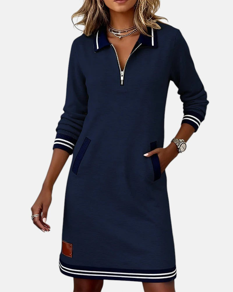 Jeanne | Chic Lange Mouwen Jurk in Katoen