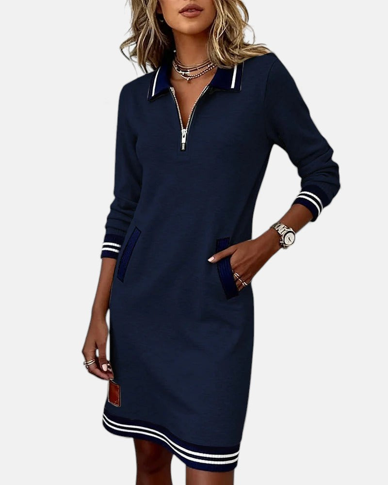 Jeanne | Chic Lange Mouwen Jurk in Katoen